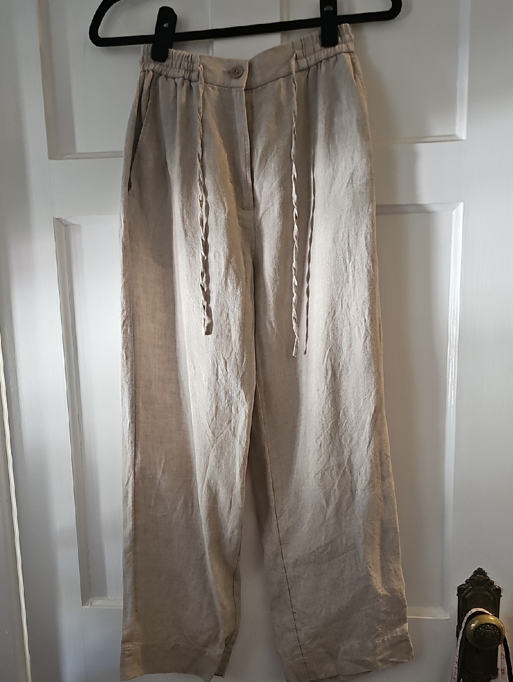 COS Beige Linen-Blend Drawstring Chinos